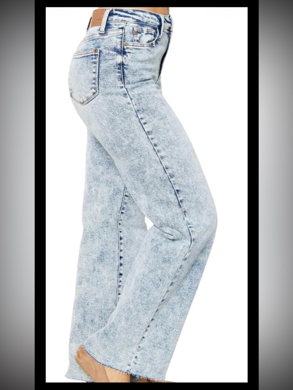 Judy Blue Acid Wash High Rise Wide Leg Raw Hem Jeans - Size 11/30